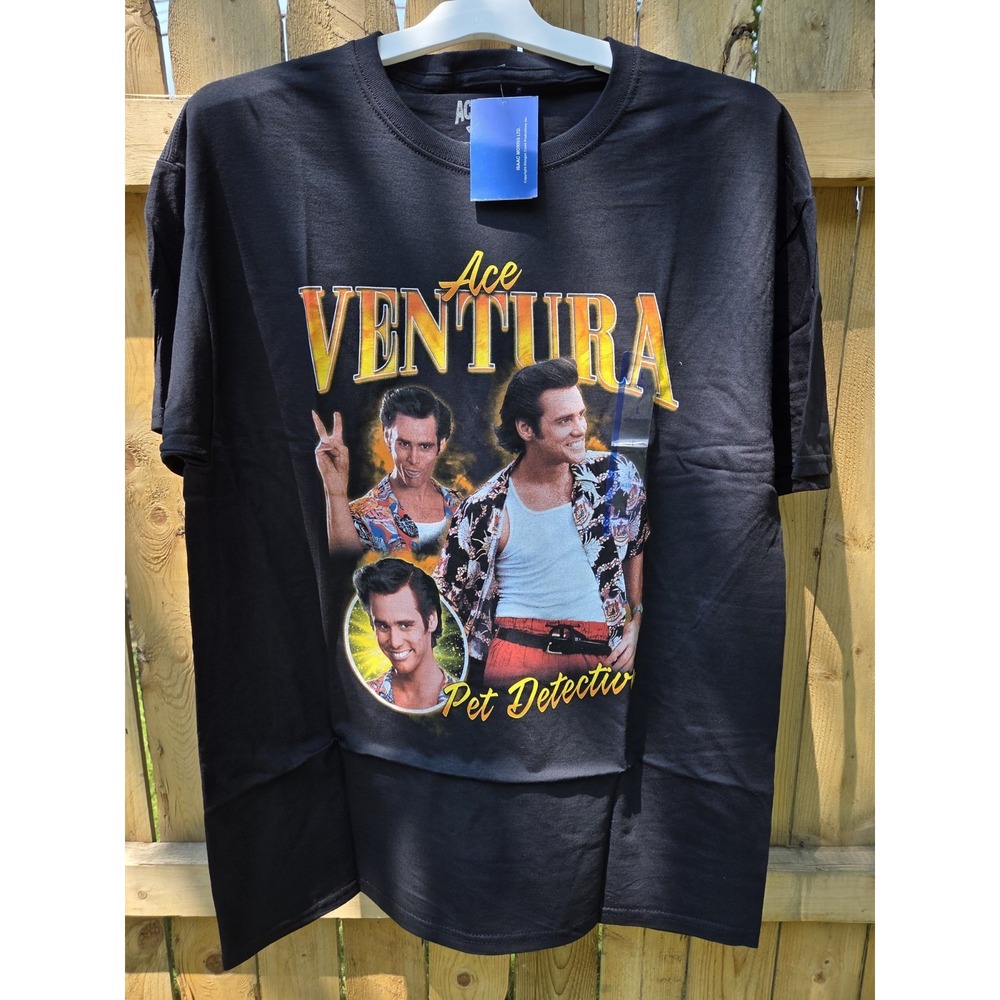 ACE‎ VENTURA Pet Detective T-Shirt Black Men's Size Large NWT Jim Carrey